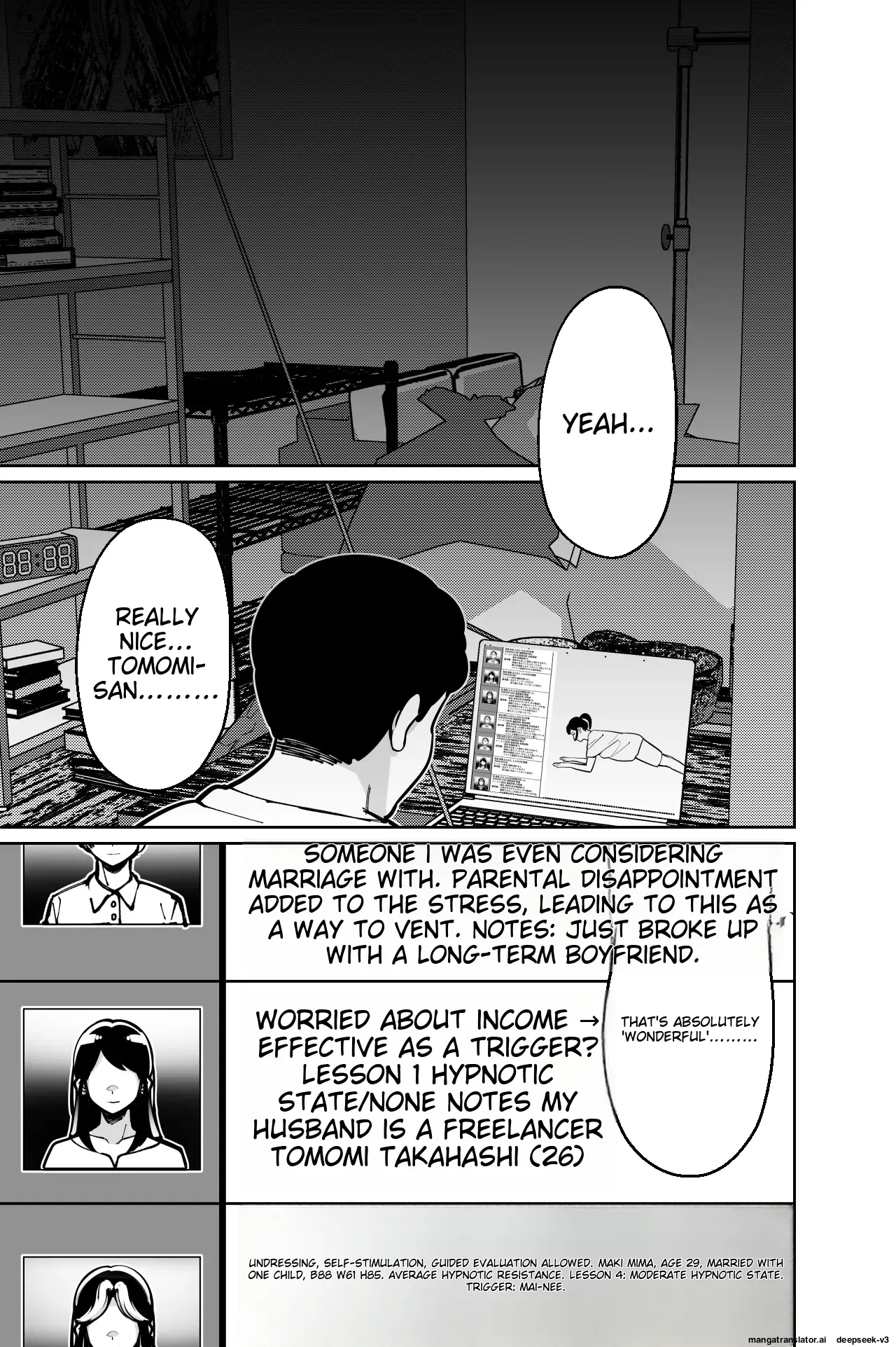 Page 93 of [Tokamosu] Saimin Pilates -Wakazuma, Online Lesson Koushi no Saiminjutsu ni Hamaru- | Hypnotic Pilates - A young wife gets hooked on the hypnosis of her online lesson instructor [English]
