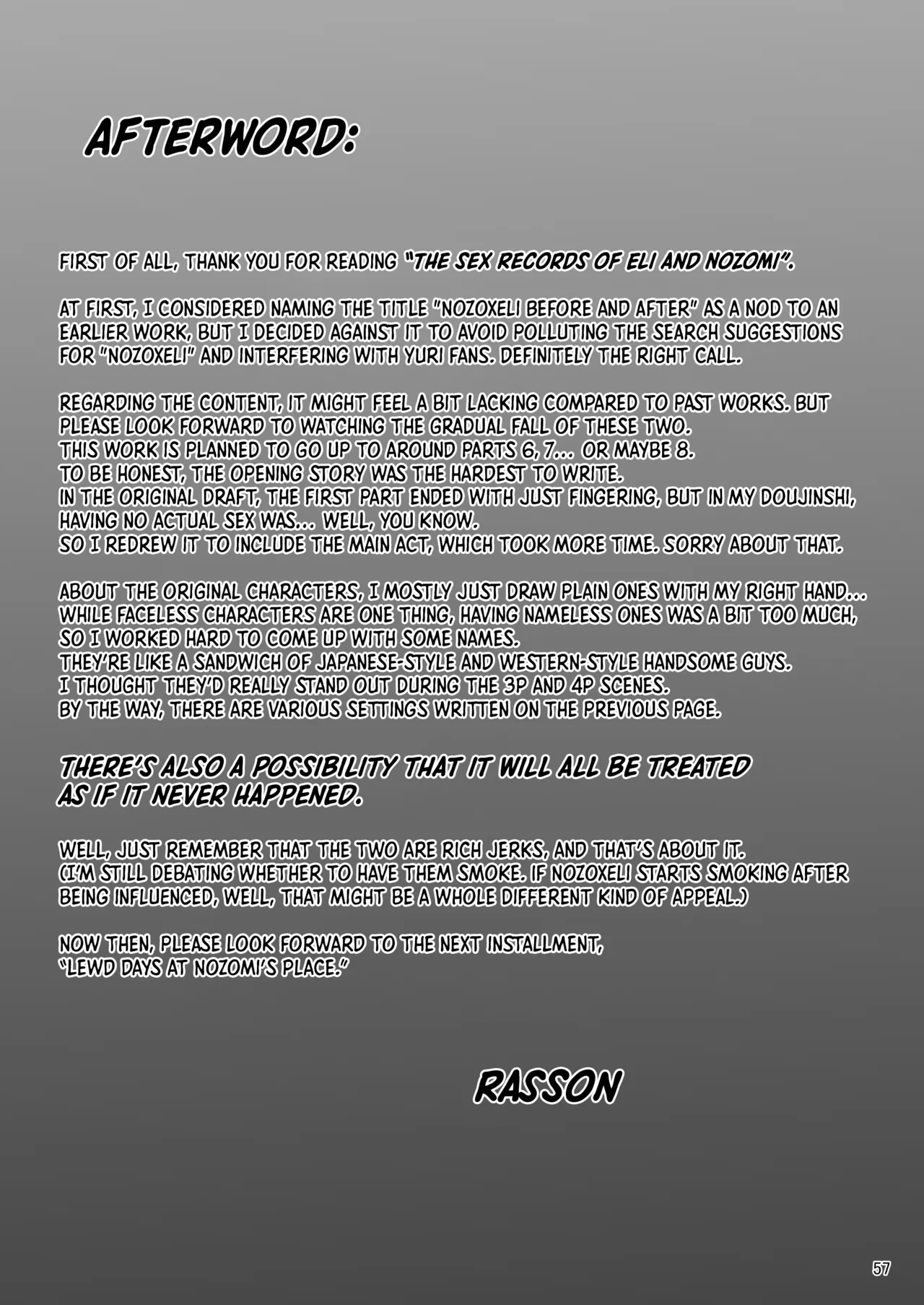 Eri to Nozomi no Joujiroku 1 | The Sex Records of Eli and Nozomi 1 page 57 full