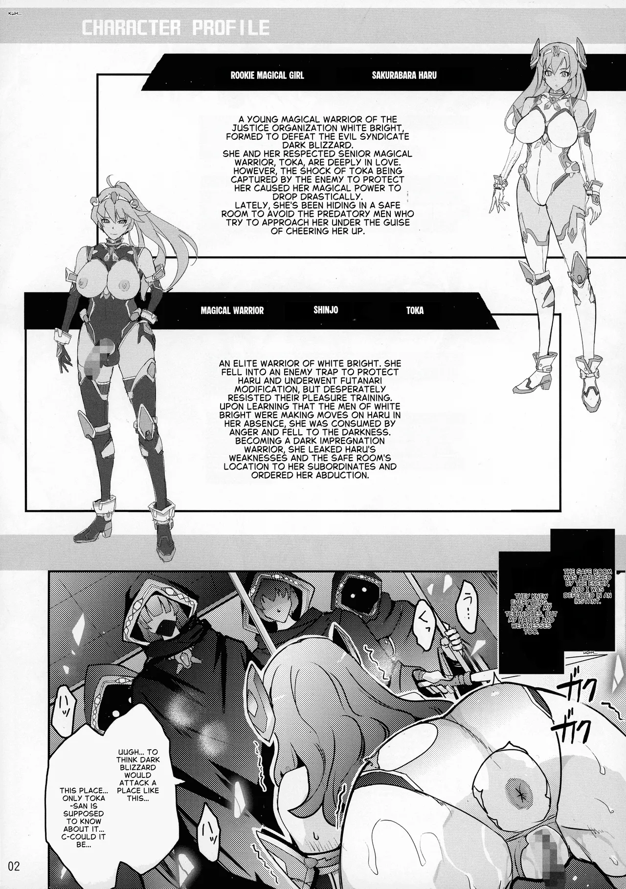 Page 2 of Haiboku Mahou Shoujo Haru & Tooka Futanari Akuochi Sennou Choukyou | Defeated Magical Warrior Reika: Futanari Corruption, Brainwashing, and Domination
