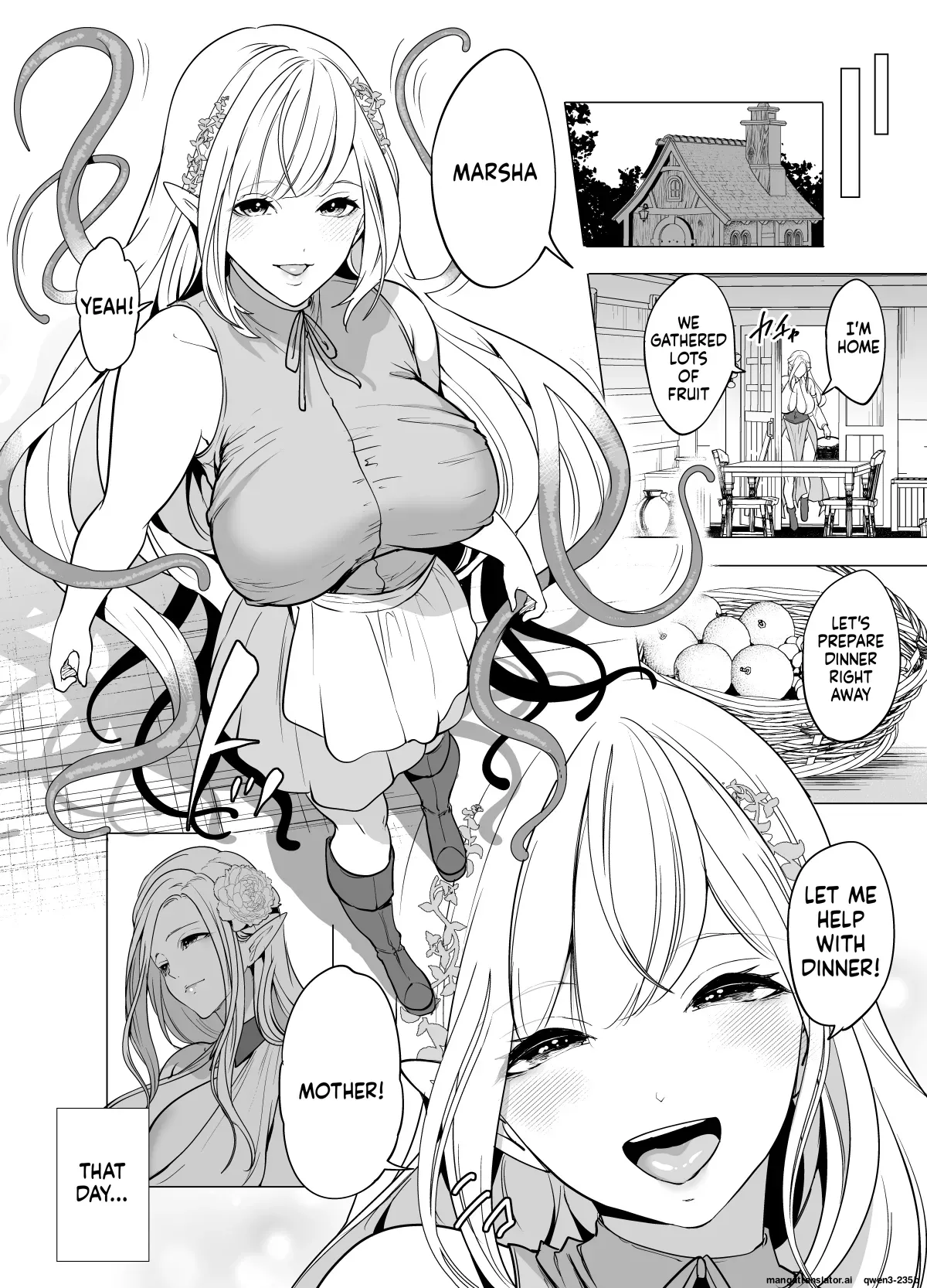 Shokushu to Kankaku Kyouyuu shite Hara nda Elf Oyako no Junan page 5 full