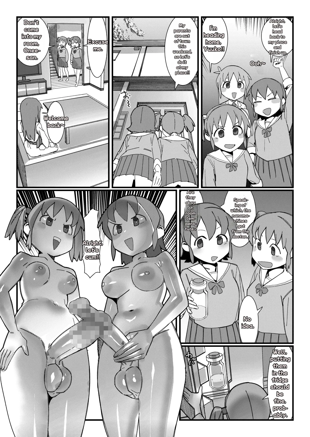 Meds made Mio's butt loose, so she took more to tighten it. Yuuko and her sister fuck Mio in the ass. page 22 full